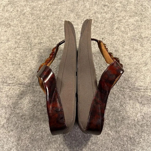 FitFlop Sandals Shoes Womens Size 9 Brown Thong Wedge Comfort Chain Slip On - Picture 8 of 10